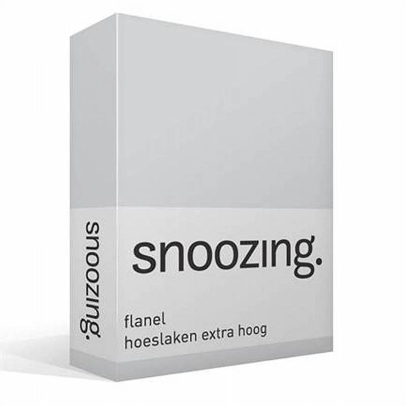 Foto van Snoozing - flanel - hoeslaken - extra hoog - 200x200 - grijs