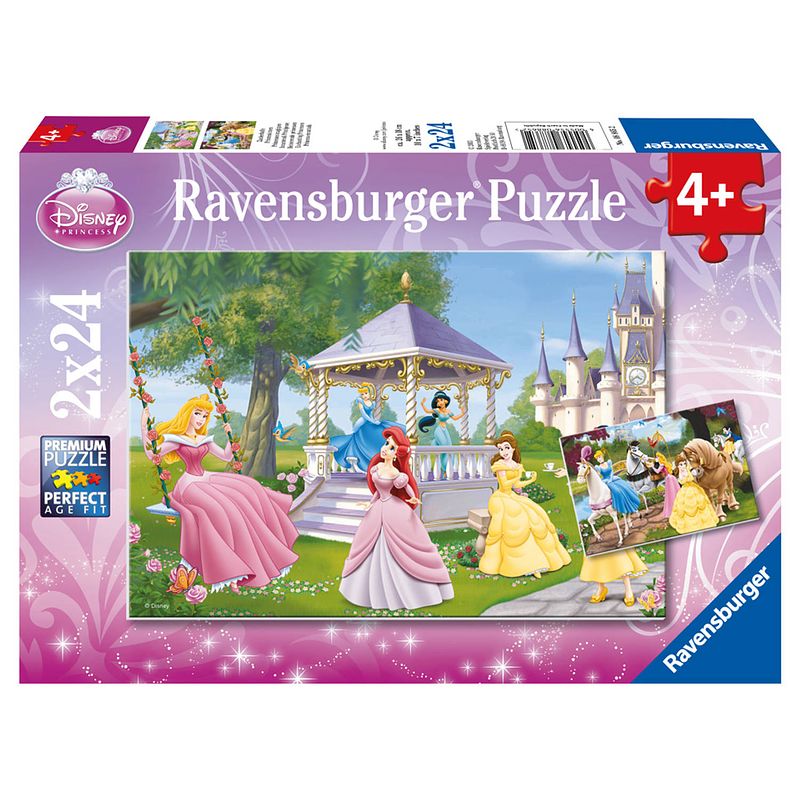 Foto van Ravensburger puzzel disney prinsessen in de tuin - 2 x 24 stukjes