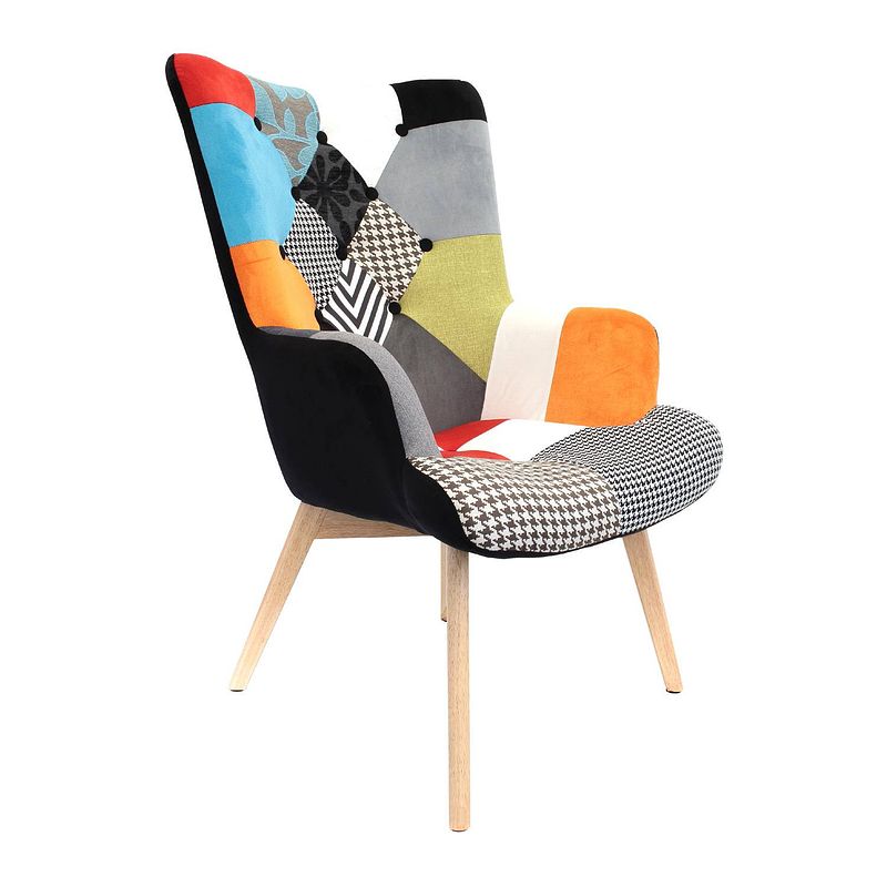 Foto van 4goodz lund patchwork fauteuil armleuning - multicolor