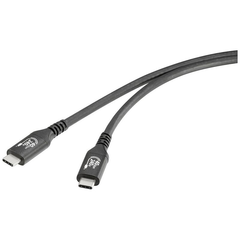 Foto van Renkforce usb-kabel usb 4.0 usb-c stekker, usb-c stekker 1.00 m zwart aluminium-stekker rf-5235978