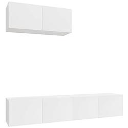 Foto van The living store tv-meubelset - hoogglans wit - 80 x 30 x 30 cm - 3 stuks