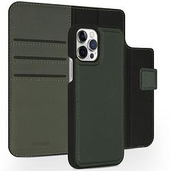Foto van Accezz premium leather 2 in 1 wallet book case voor apple iphone 12 (pro) telefoonhoesje groen