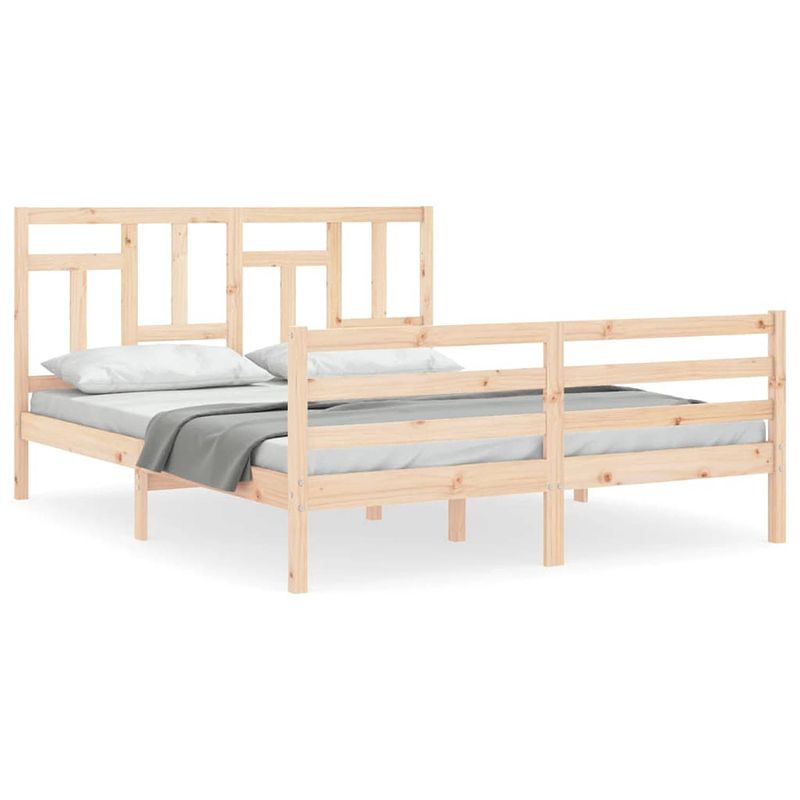 Foto van The living store bedframe - massief grenenhout - 205.5 x 155.5 x 100 cm - multiplex lattenbodem