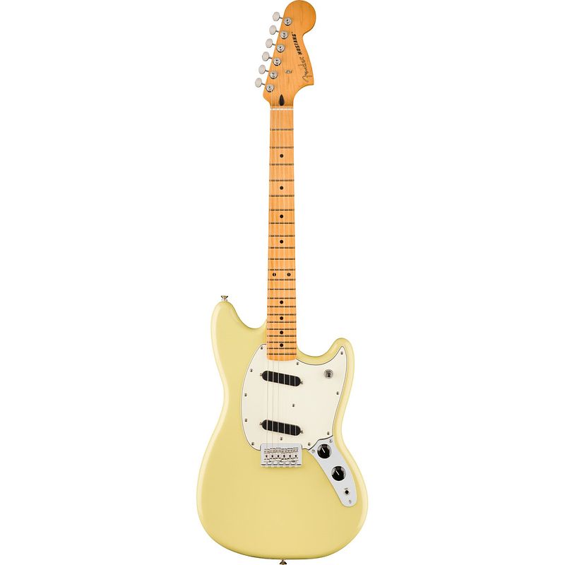 Foto van Fender player ii mustang mn hialeah yellow elektrische gitaar