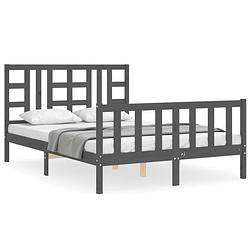 Foto van The living store bedframe - massief grenenhout - 205.5 x 145.5 x 100 cm - grijs