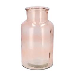 Foto van Dk design bloemenvaas melkbus fles - helder glas zachtroze - d15 x h26 cm - vazen