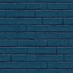 Foto van Good vibes behang brick wall blauw