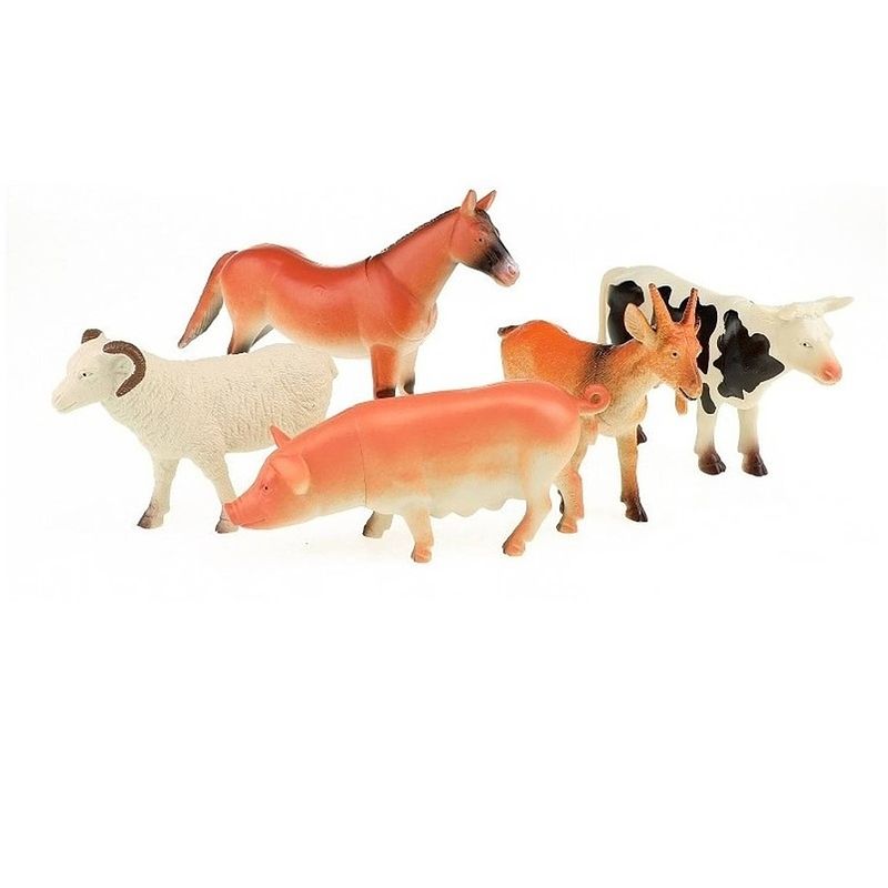 Foto van 5x plastic boerderijdieren figuren - boerderij speelset - speelgoed voor kinderen