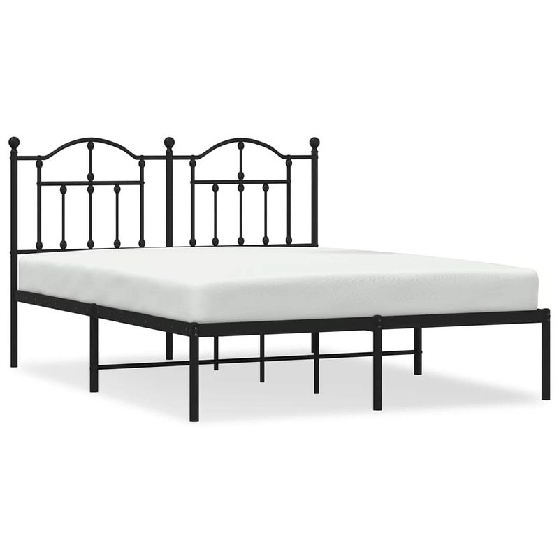 Foto van Vidaxl bedframe met hoofdbord metaal zwart 135x190 cm