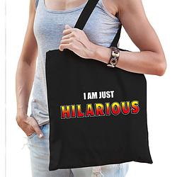 Foto van I am just hilarious tas / shopper zwart katoen dames - feest boodschappentassen