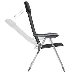 Foto van The living store campingstoelen - 4-delige set - inklapbaar - aluminium - 57 x 73.5 x 111 cm - zwart