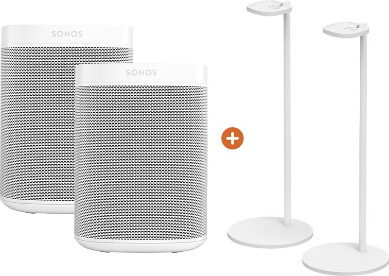 Foto van Sonos one sl duopack + sonos speaker standaard paar wit