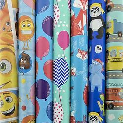 Foto van Assortiment 3 luxe cadeaupapierinpakpapier voor kinderen - 200 x 70 cm - 5 rollen