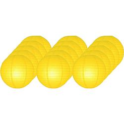 Foto van 15x gele lampionnen rond 25 cm - feestlampionnen