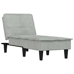 Foto van The living store verstelbare chaise longue - lichtgrijs fluweel - 55 x 140 x 70 cm - multiplex frame