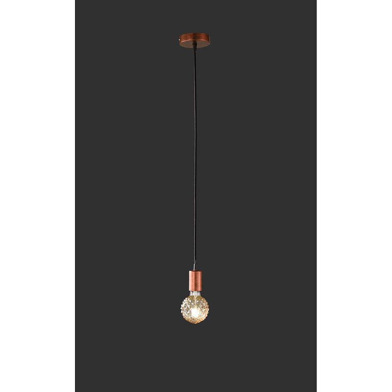 Foto van Vintage hanglamp cord - metaal - bruin