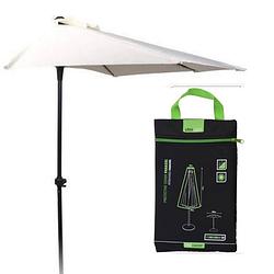 Foto van Pro garden stokparasol/ half ronde parasol/ parasol - dia 250cm - wit + incl. parasol beschermhoes / afdekhoes