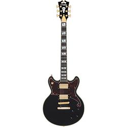 Foto van D'sangelico deluxe brighton solid black elektrische gitaar met koffer