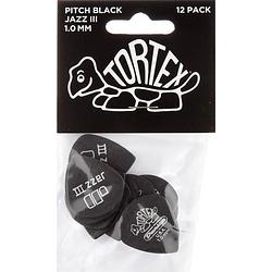 Foto van Dunlop tortex pitch black jazz iii 1.00mm 12-pack plectrumset zwart