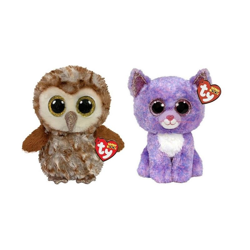 Foto van Ty - knuffel - beanie buddy - percy owl & cassidy cat