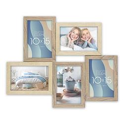 Foto van Zep - houten multi fotolijst oberg 5q bruin / crème voor 5 foto'ss formaat 10x15 (42x35 cm) - dt996