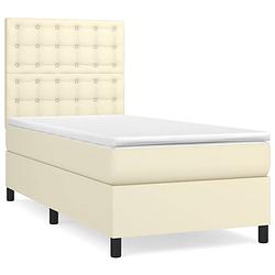 Foto van The living store boxspringbed - crème - kunstleer - 203 x 100 x 118/128 cm - pocketvering