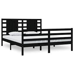 Foto van The living store bedframe - massief grenenhout - 205.5 x 165.5 x 69.5 cm - zwart