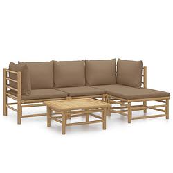 Foto van Vidaxl 5-delige loungeset met kussens bamboe taupe