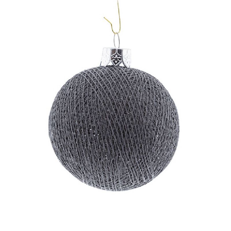 Foto van 1x grijze cotton balls kerstballen decoratie 6,5 cm - kerstbal