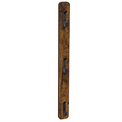 Foto van Acaza verticale wand kapstok met 3 haken, 67 cm, industrieel vintage, bruin en zwart