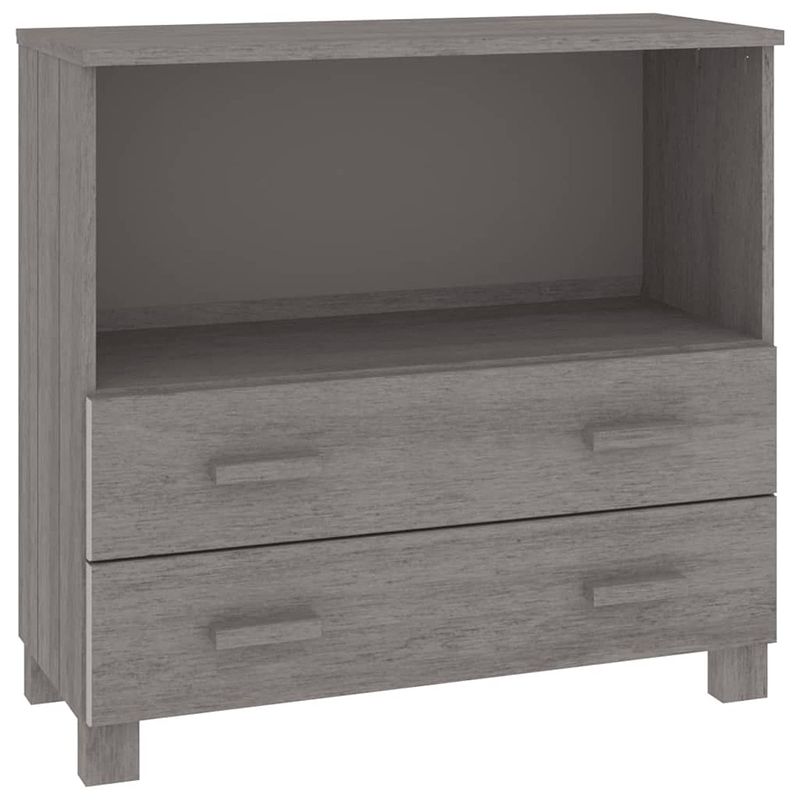 Foto van Vidaxl dressoir 85x35x80 cm massief grenenhout lichtgrijs