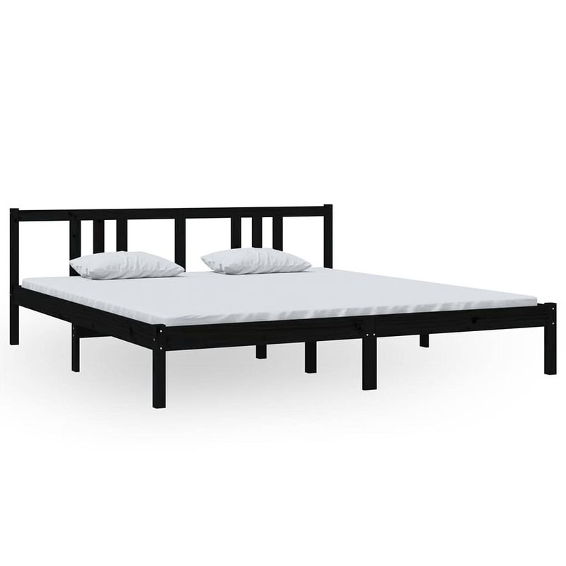 Foto van Vidaxl bedframe massief hout zwart 180x200 cm 6ft super king