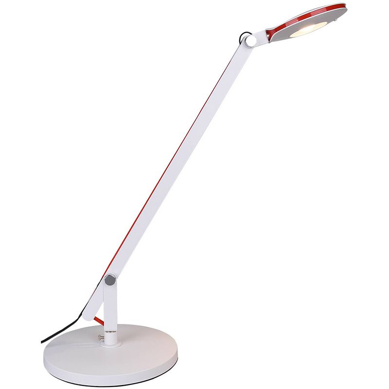 Foto van Led bureaulamp - tafelverlichting - trion amsterdam - 5w - warm wit 3000k - rond - mat wit - aluminium