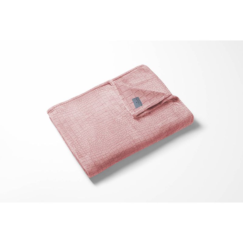 Foto van Linnick flanel fleece deken croco - roze - 140x200cm