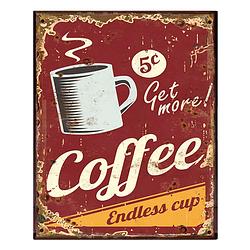 Foto van Clayre & eef tekstbord 25x33 cm rood ijzer coffee wandbord rood wandbord