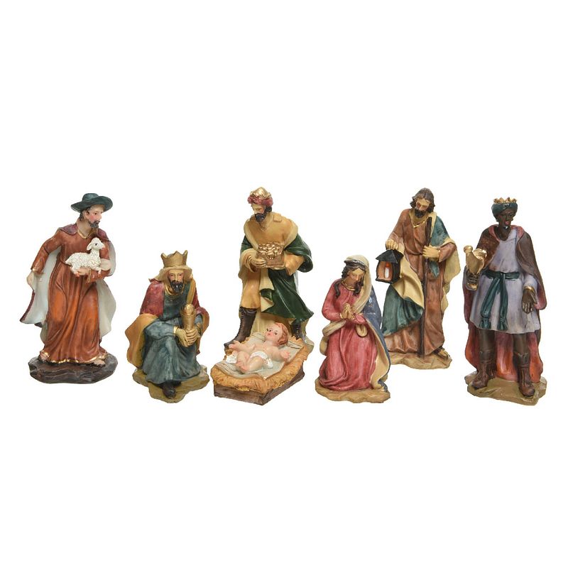 Foto van Decoris - kerstgroep poly 7 figuur h15 cm mlt