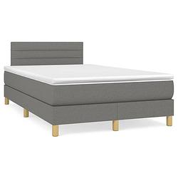 Foto van The living store boxspringbed - donkergrijs - 203 x 120 x 78/88 cm - pocketvering - middelharde ondersteuning -