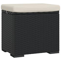 Foto van The living store hocker - pe rattan - 40x30x40 cm - zwart