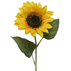 Foto van Gele kunst zonnebloemen kunstbloemen 64 cm decoratie - kunstbloemen