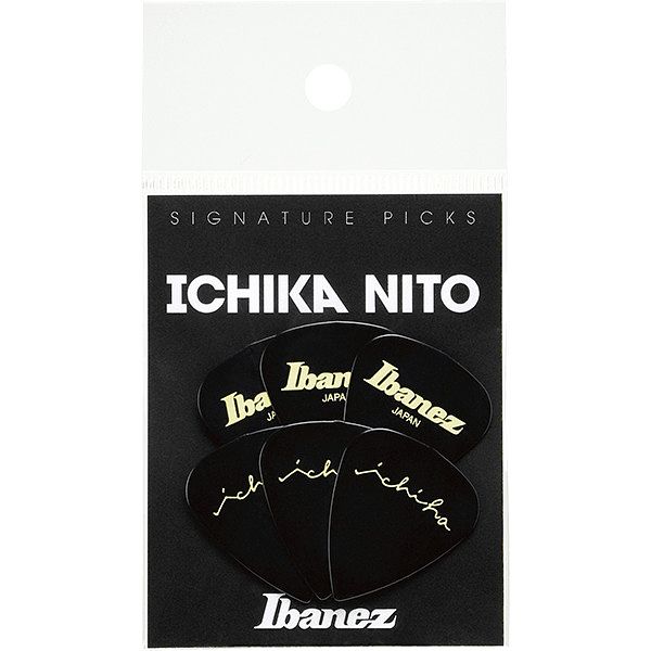 Foto van Ibanez p1000ichi black ichika nito signature set van 6 plectrums 0.80 mm