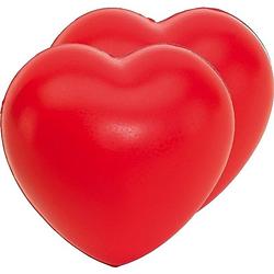 Foto van 2x stressballen rood hartjes vorm 8 x 7 cm - stressballen