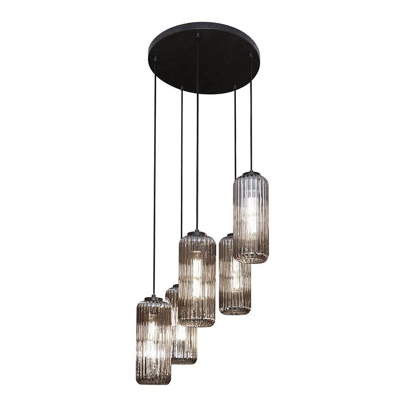 Foto van Giga meubel - hanglamp getrapt cilinder - 5-lichts - 180x45x45cm