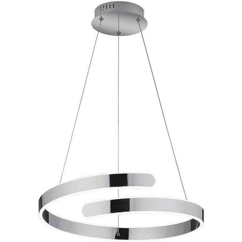 Foto van Led hanglamp - hangverlichting - trion prigon - 37w - natuurlijk wit 4000k - dimbaar - rond - glans chroom - aluminium