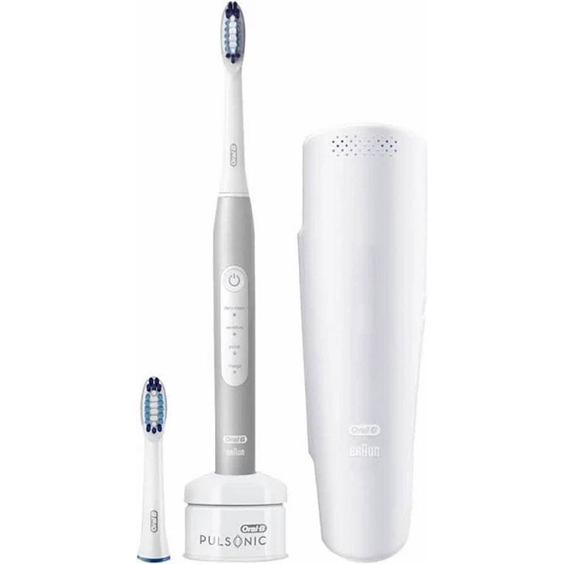 Foto van Oral-b pulsonic slim 4200 elektrische tandenborstel zilver/wit