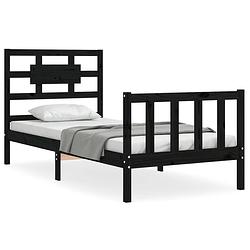 Foto van The living store bed frame - massief grenenhout - 195.5 x 80.5 x 100 cm - zwart