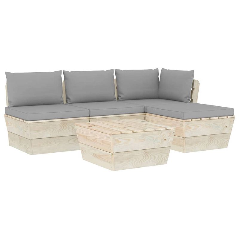 Foto van Infiori 5-delige loungeset met kussens pallet vurenhout