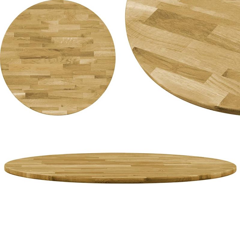 Foto van Vidaxl tafelblad rond 23 mm 900 mm massief eikenhout