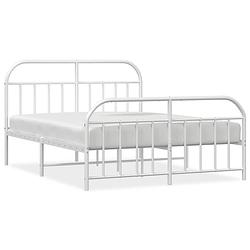 Foto van The living store bedframe - klassiek - metaal - 207x146x100 cm - wit