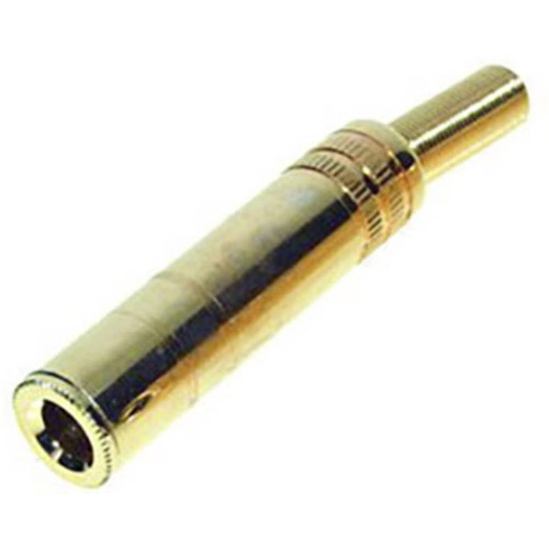 Foto van Tru components 1559777 jackplug 6.35 mm koppeling, recht aantal polen: 3 stereo goud 1 stuk(s)