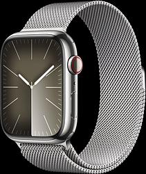 Foto van Apple watch series 9 4g 45mm zilver rvs milanese polsband